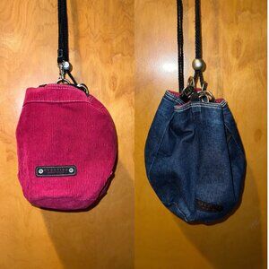 Vintage Kenneth Cole reaction reversible cotton and red corduroy bucket bag
